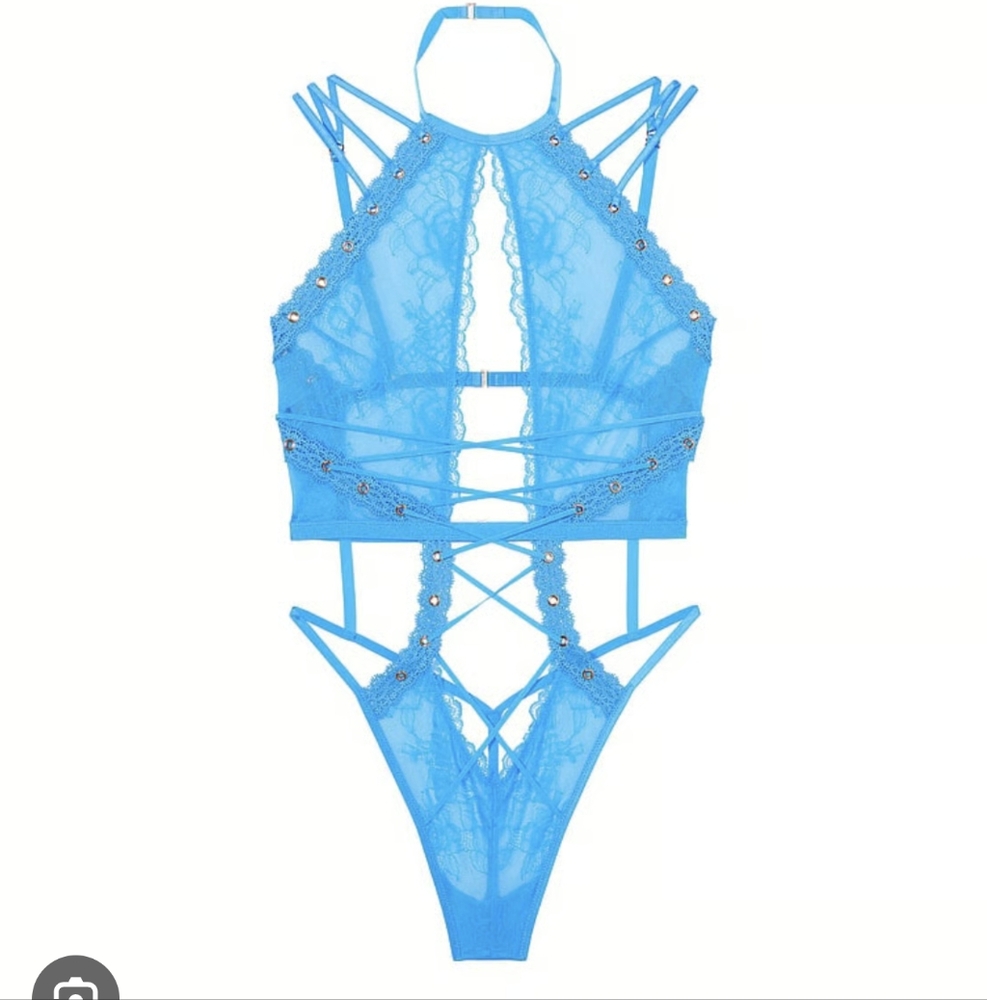 VS Lingerie teddy Strappy  Eyelash Lace - Picture 2 of 6